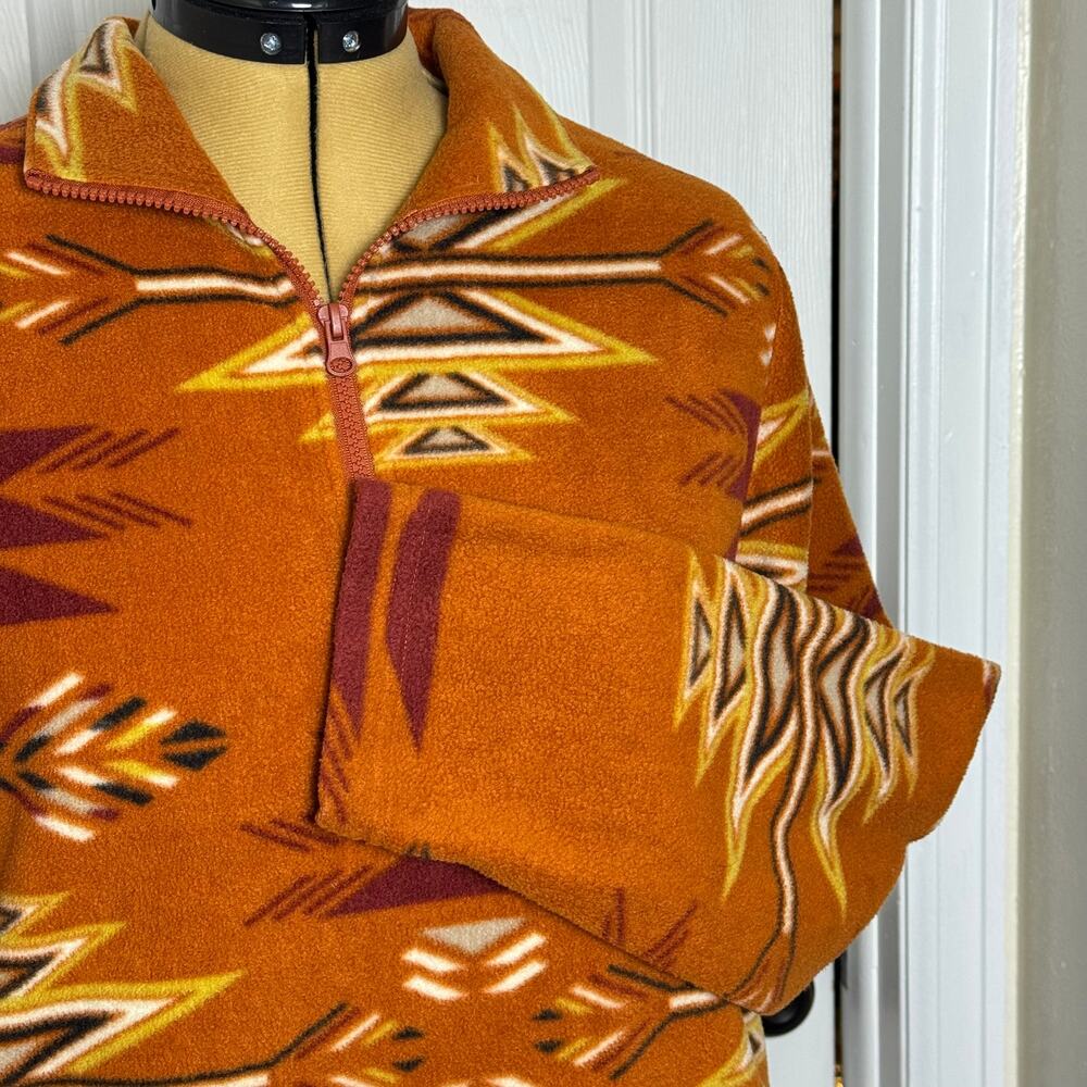 Cotton Rye Southwestern Aztec Fleece 1/4 Zip Western Pullover Jacket - Picture 4 of 9